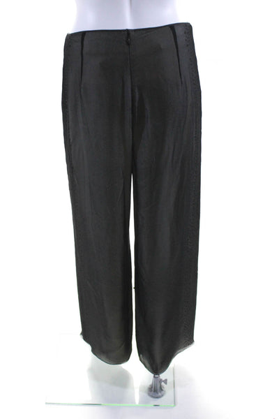 Neil Bieff Womens Chiffon Sequined High Rise Zip Up Wide Leg Pants Black Size S