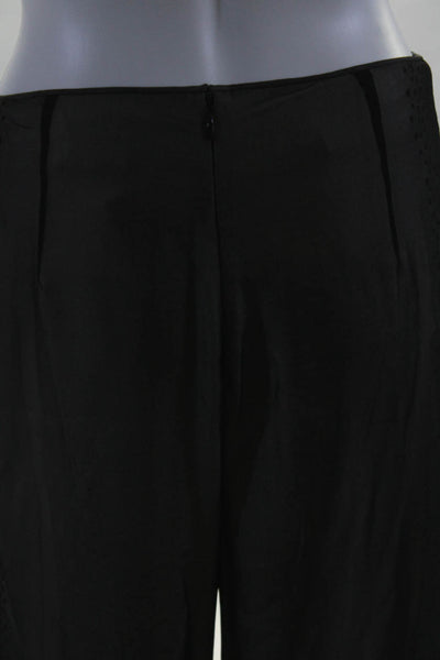 Neil Bieff Womens Chiffon Sequined High Rise Zip Up Wide Leg Pants Black Size S