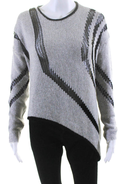 Helmut Lang Womens Asymmetrical Sweater Gray Black Wool Size Medium
