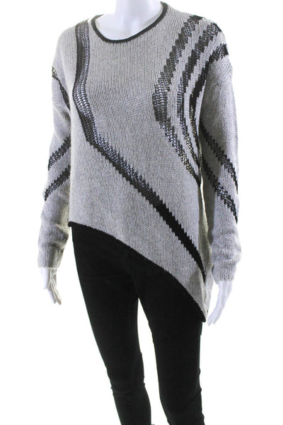 Helmut Lang Womens Asymmetrical Sweater Gray Black Wool Size Medium