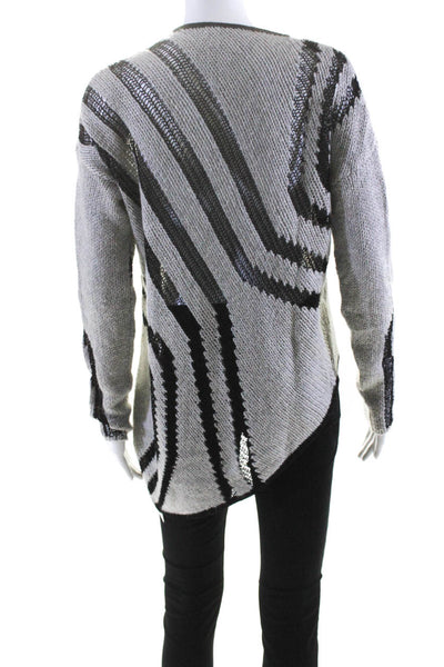 Helmut Lang Womens Asymmetrical Sweater Gray Black Wool Size Medium