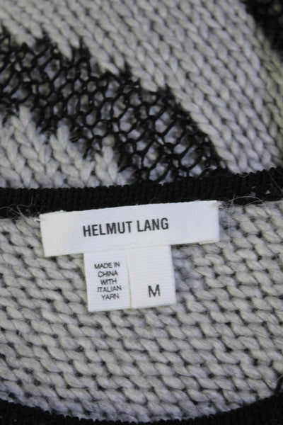 Helmut Lang Womens Asymmetrical Sweater Gray Black Wool Size Medium