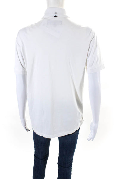 Rag & Bone Womens Solid White Cotton Collar Short Sleeve Polo Shirt Size S