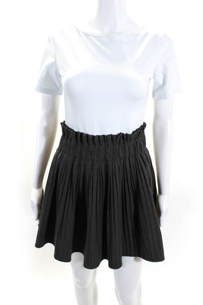 Zara Womens Elastic Waistband Knit Plaid A Line Skirts Brown Gray Small Lot 2