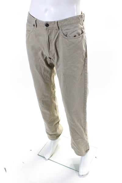 Peter Millar Men's Button Closure Flat Front Straight Leg Pant Beige Size 33