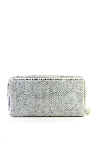 Chanel Womens Woven Canvas  Zip Around Continental Deauville Wallet Sky Blue