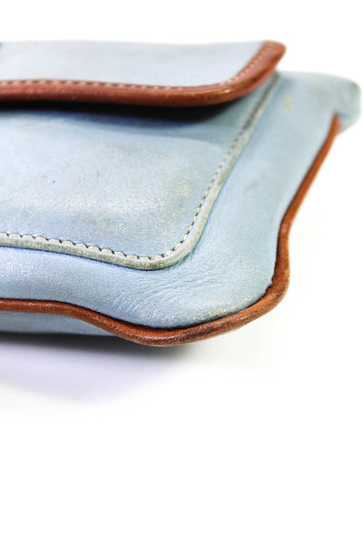 Coach Womens Leather Zip Closure Satchel Shoulder Handbag Blue Brown