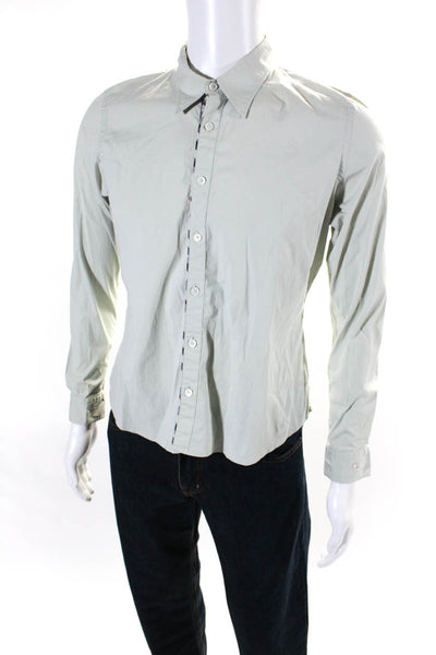 Burberry London Mens Cotton Collared Long Sleeve Button Down Shirt Green Size XL