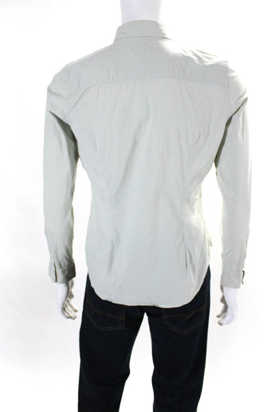 Burberry London Mens Cotton Collared Long Sleeve Button Down Shirt Green Size XL