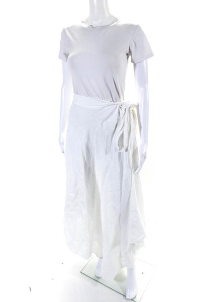 Meo Meli Womens Linen Tie Waist A Line Maxi Skirt White Size Small