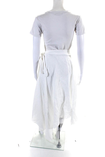 Meo Meli Womens Linen Tie Waist A Line Maxi Skirt White Size Small