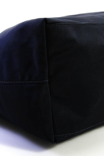 Tory Burch Womens Large Double Handle Logo Nylon Tote Handbag Navy Blue