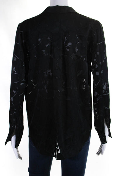 Rag & Bone Womens Floral Long Sleeved Collared V Neck Blouse  Black Size XS