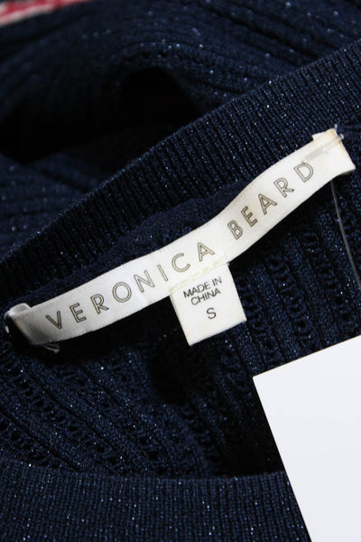 Veronica Beard Womens Layered Shirt Long Sleeved Sweater Navy Blue White Size S