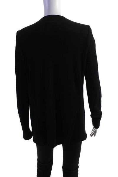Fifteen Twenty Women's Round Neck Long Sleeves Open Front Sweater Black Size M
