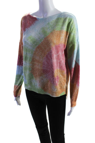 Natacha Women's Crewneck Long Sleeves Glitter Multicolor Pullover Sweater Size M