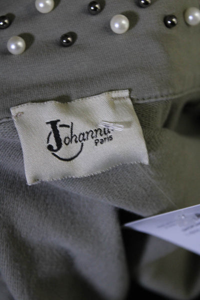 Johanna Paris Women's Embellish Long Sleeves Two Button Blazer Green Size M