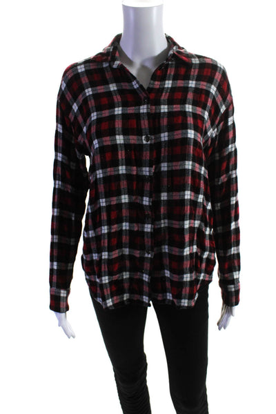 The Kooples Women's Long Sleeves Button Down Collared Plaid Shirt Size M