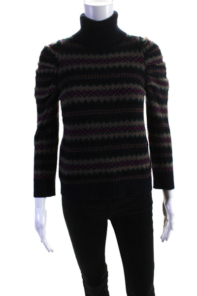 Autumn Cashmere Women's Printed Turtleneck Sweater Multicolor Size XS
