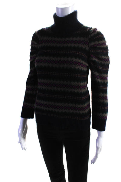 Autumn Cashmere Women's Printed Turtleneck Sweater Multicolor Size XS