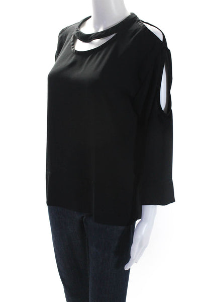 IRO Womens Chiffon Cold Shoulder Long Sleeve Jadyn Blouse Top Black Size 38