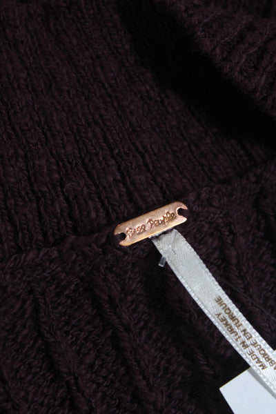 Free People Womens Knit V-Neck Sleeveless Split Hem Sweater Plum Purple Size S