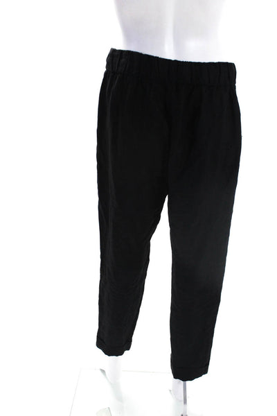 Enza Costa Womens Drawstring Waist Rolled Up Casual Trousers Pants Black Size 3