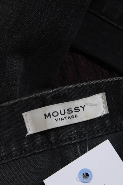 Moussy Womens Cotton Denim Distressed Low-Rise Boyfriend Jeans Black Size 28