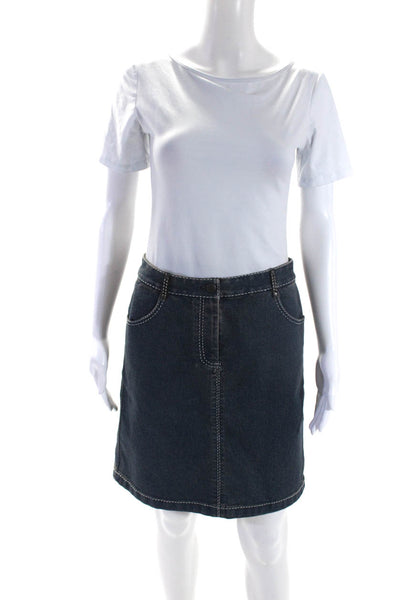 Elie Tahari Womens Cotton Denim Unlined Short A-Line Jean Skirt Blue Size 4