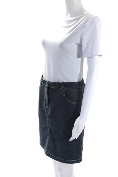 Elie Tahari Womens Cotton Denim Unlined Short A-Line Jean Skirt Blue Size 4