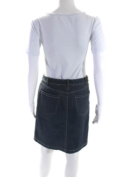 Elie Tahari Womens Cotton Denim Unlined Short A-Line Jean Skirt Blue Size 4