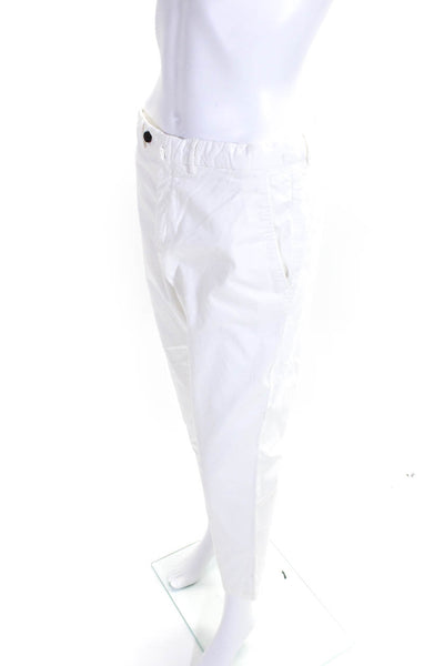 Tessuti Di Sondrio Womens Flat Front Button Up Straight Leg Pants White Size M