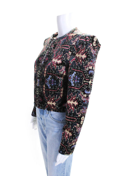 Isabel Marant Womens Abstract Print Round Neck Zip Up Jacket Multicolor Size 34
