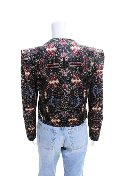 Isabel Marant Womens Abstract Print Round Neck Zip Up Jacket Multicolor Size 34
