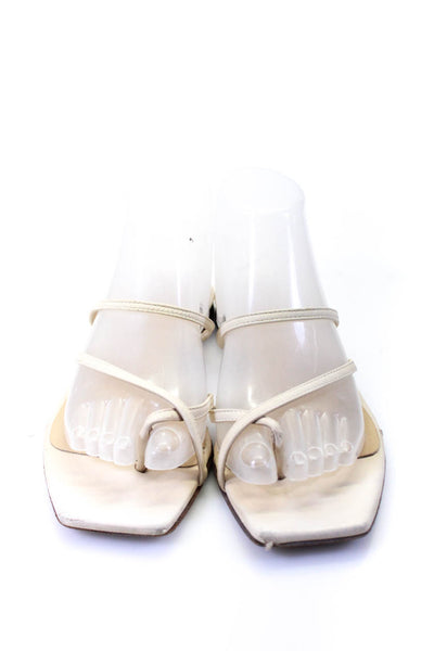 Aeyde Womens Leather Strappy Slide On Toe Rind Sandals White Size 37 7