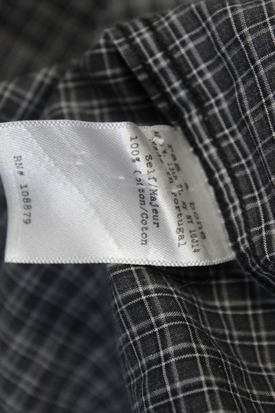 Rag & Bone For Barneys Mens Cotton Plaid Print Button Down Shirt Gray Size 16.5