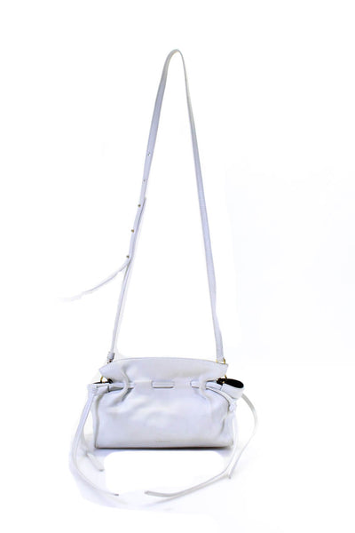 Mansur Gavriel Womens Leather Crossbody Drawstring Bucket Pouch Handbag White