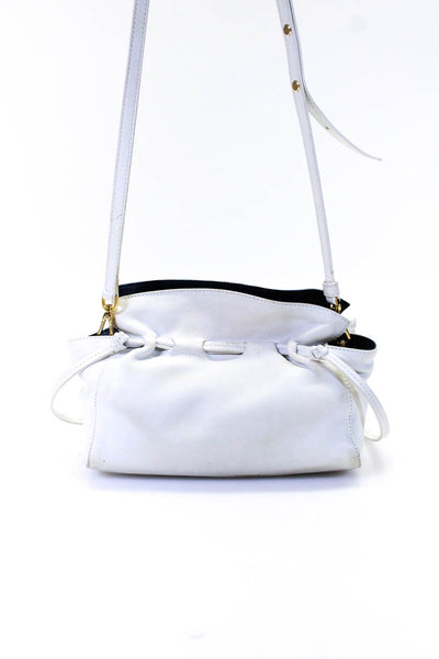 Mansur Gavriel Womens Leather Crossbody Drawstring Bucket Pouch Handbag White