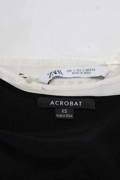 Zara Acrobat Womens Embroidered Tank Blouses White Blue Black Size XS S Lot 3