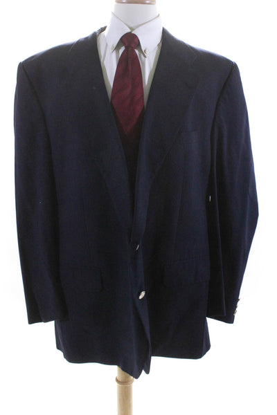 Burberry Mens Wool Buttoned Darted Collared Long Sleeve Blazer Navy Size EUR52