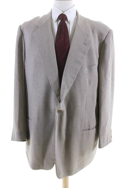 Take 6 by Kashani Mens Wool Striped Textured Buttoned Blazer Beige Size EUR66
