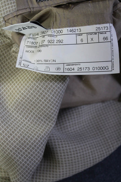 Take 6 by Kashani Mens Wool Striped Textured Buttoned Blazer Beige Size EUR66