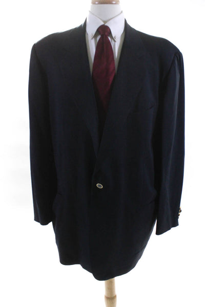 Take 6 by Kashani Mens Wool Buttoned Darted Collar Blazer Jacket Blue Size EUR66