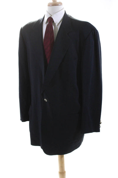 Take 6 by Kashani Mens Wool Buttoned Darted Collar Blazer Jacket Blue Size EUR66