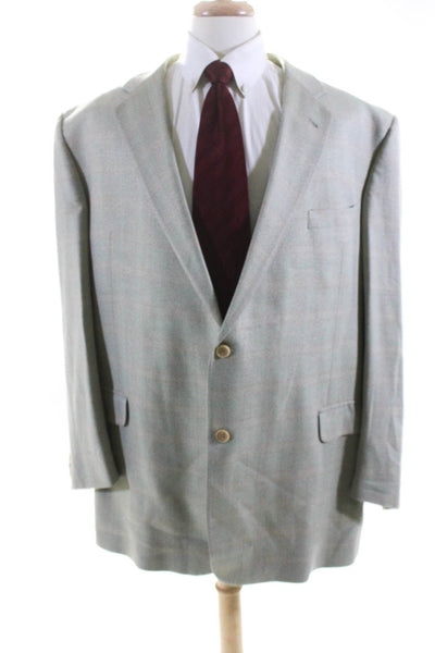Coppley Mens Striped Print Buttoned Long Sleeve Collared Blazer Green Size EUR52