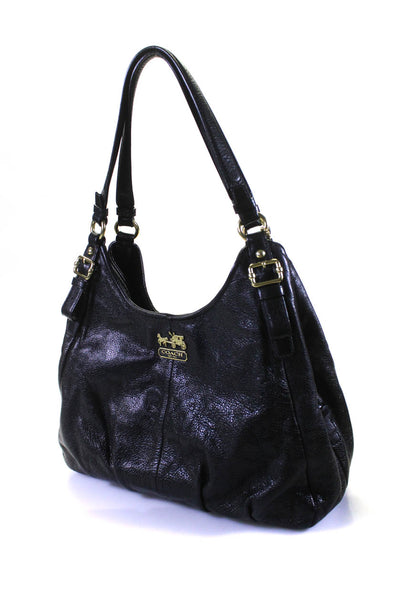 Coach Womens Black Leather Zip Tri-Compartment Shoulder Bag Handbag