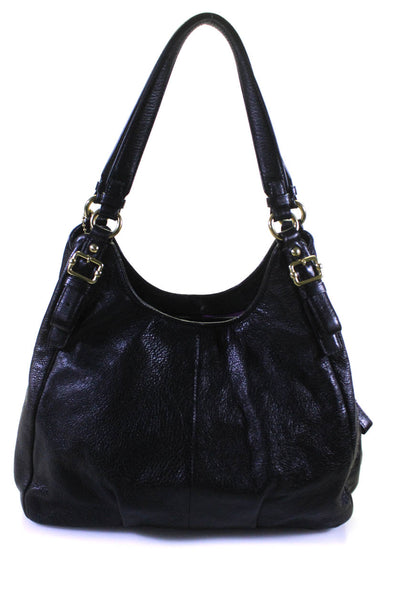 Coach Womens Black Leather Zip Tri-Compartment Shoulder Bag Handbag