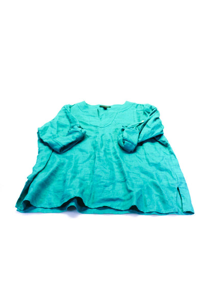 Lauren Ralph Lauren Calvin Klein Womens Teal Linen Blouse Top Size XL Lot 2