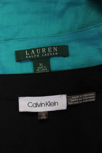 Lauren Ralph Lauren Calvin Klein Womens Teal Linen Blouse Top Size XL Lot 2
