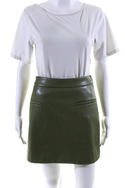 Toccin x RTR. Womens Faux Leather Zippered A Line Short Mini Skirt Green Size 4